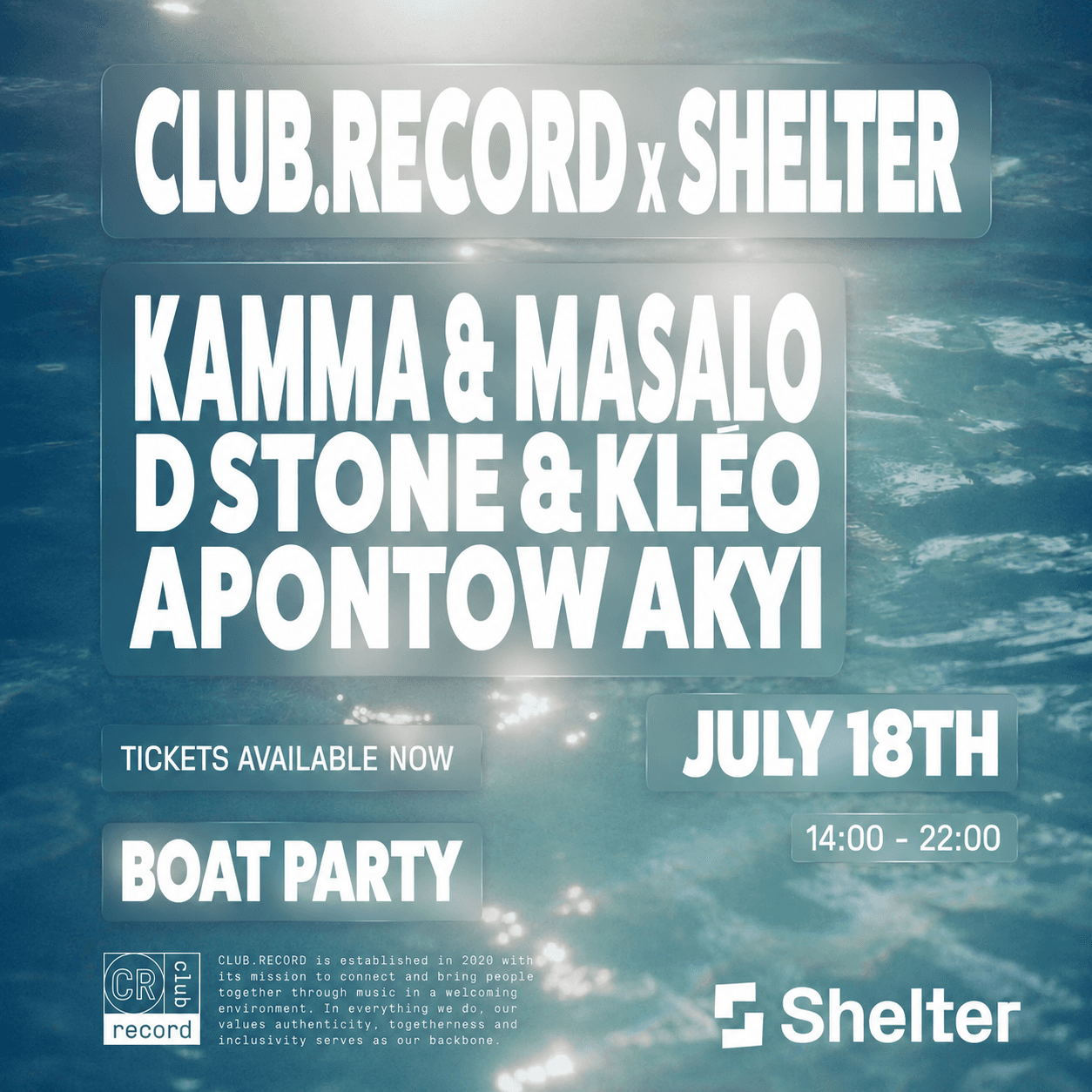 CLUB.RECORD x Shelter Boat Party